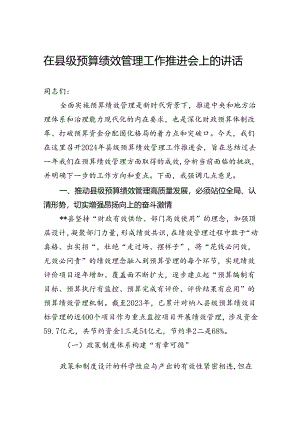 在县级预算绩效管理工作推进会上的讲话.docx