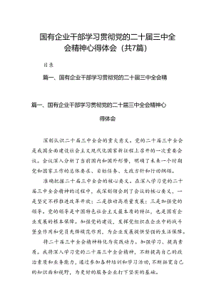 国有企业干部学习贯彻党的二十届三中全会精神心得体会7篇（详细版）.docx