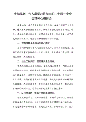 乡镇规划工作人员学习贯彻党的二十届三中全会精神心得体会.docx