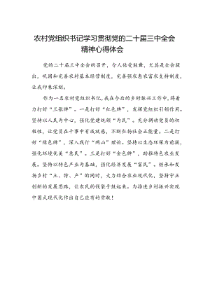 农村党组织书记学习贯彻党的二十届三中全会精神心得体会.docx
