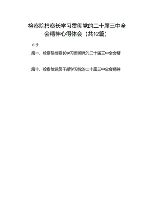 检察院检察长学习贯彻党的二十届三中全会精神心得体会（共12篇）.docx