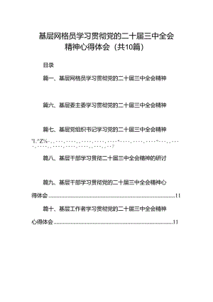 基层网格员学习贯彻党的二十届三中全会精神心得体会十篇（精选）.docx