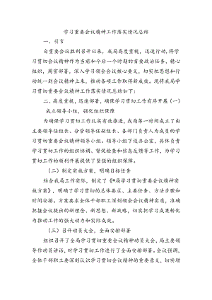 学习重要会议精神工作落实情况总结.docx