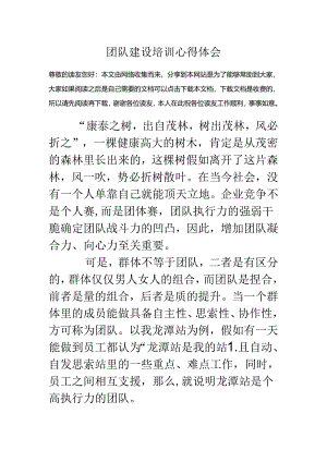 团队建设培训心得体会.docx
