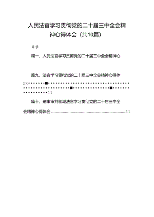 （10篇）人民法官学习贯彻党的二十届三中全会精神心得体会专题资料.docx