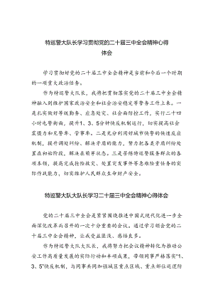 特巡警大队长学习贯彻党的二十届三中全会精神心得体会5篇（最新版）.docx