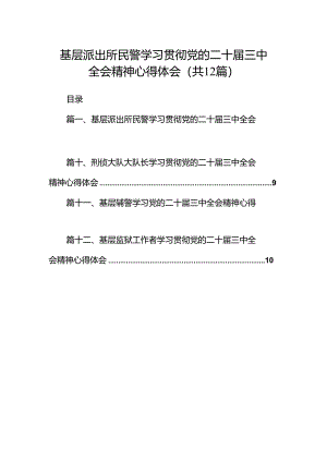 基层派出所民警学习贯彻党的二十届三中全会精神心得体会范文12篇专题资料.docx