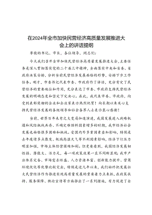 在2024年全市加快民营经济高质量发展推进大会上的讲话提纲.docx
