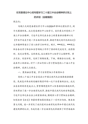 在党委理论中心组金融强国专题学习二十届三中全会精神研讨班上的讲话.docx