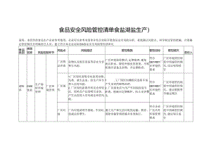 食品安全风险管控清单食盐湖盐生产2024.docx