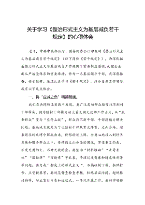 关于整治形式主义为基层减负若干规定的学习体会四篇.docx