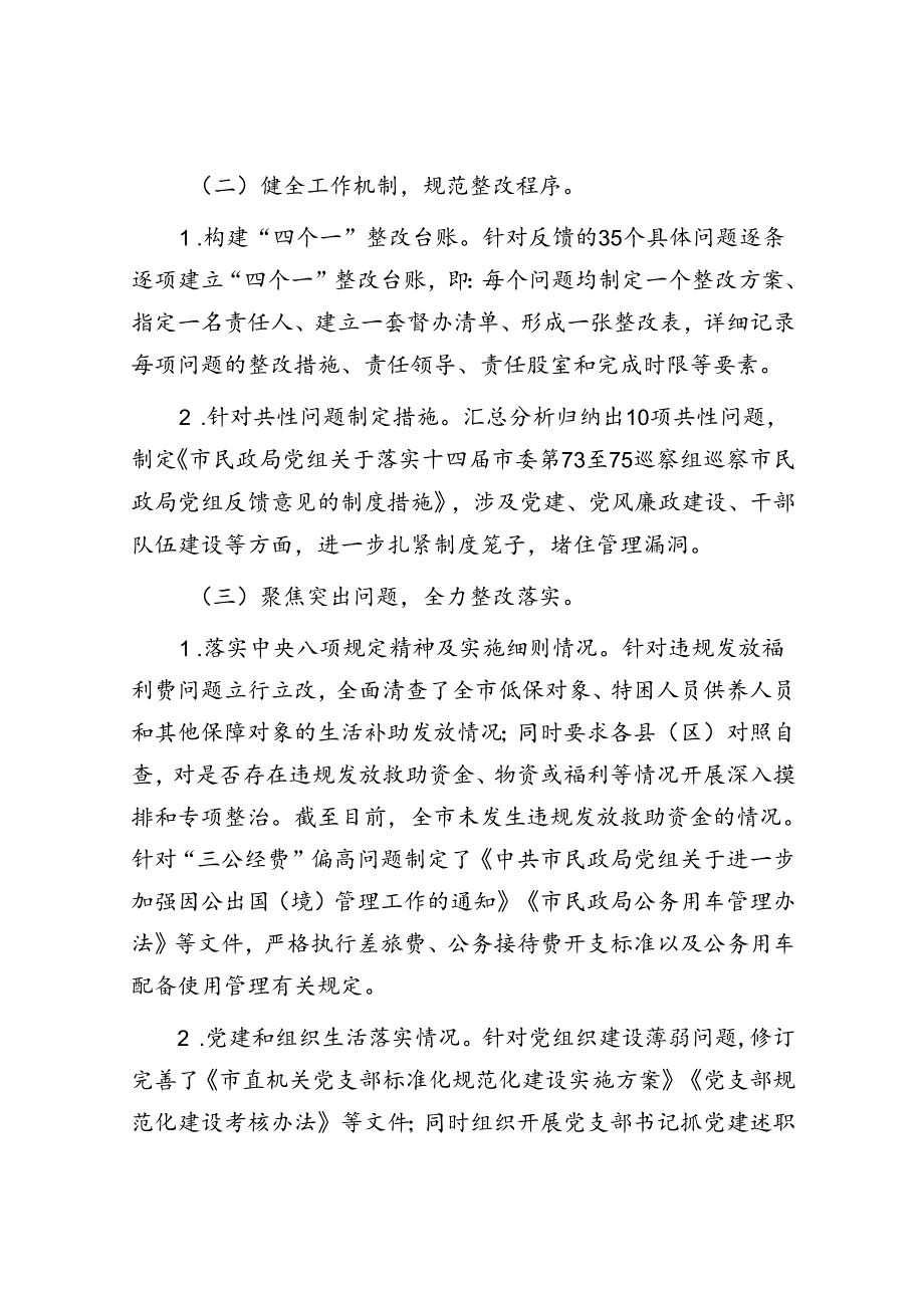 市民政局2024年巡察整改进展情况工作报告.docx_第2页