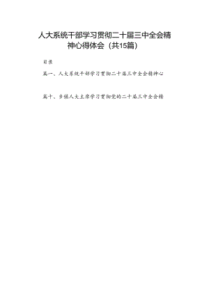 （15篇）人大系统干部学习贯彻二十届三中全会精神心得体会（详细版）.docx