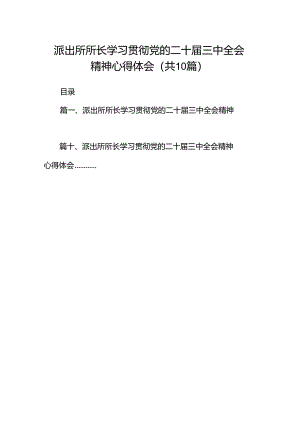 （10篇）派出所所长学习贯彻党的二十届三中全会精神心得体会详细精编.docx