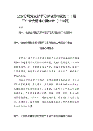 公安分局党支部书记学习贯彻党的二十届三中全会精神心得体会（共10篇）.docx