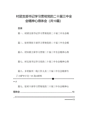 （10篇）村团支部书记学习贯彻党的二十届三中全会精神心得体会集锦.docx