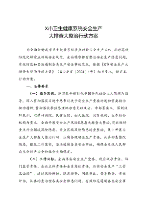 2024市卫生健康系统安全生产大排查大整治行动方案.docx