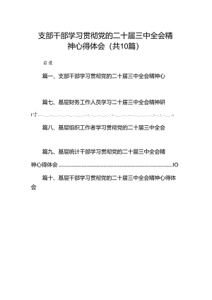 （10篇）支部干部学习贯彻党的二十届三中全会精神心得体会范文.docx