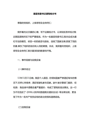 基层党委书记酒驾检讨书.docx