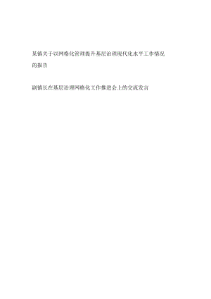 乡镇网格化管理提升基层治理现代化水平工作情况的报告和副镇长在基层治理网格化工作推进会上的交流发言.docx
