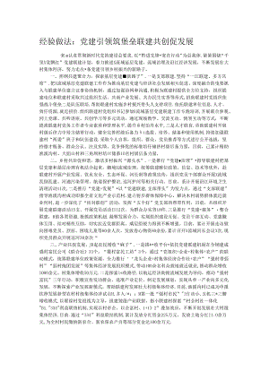 经验做法：党建引领筑堡垒 联建共创促发展.docx