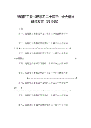 （10篇）街道团工委书记学习二十届三中全会精神研讨发言范文.docx