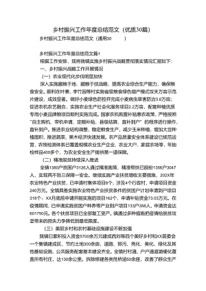 乡村振兴工作年度总结范文（优质30篇）.docx