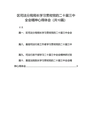（10篇）区司法分局局长学习贯彻党的二十届三中全会精神心得体会（最新版）.docx