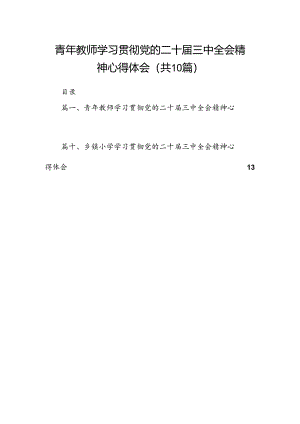 青年教师学习贯彻党的二十届三中全会精神心得体会10篇（精选）.docx