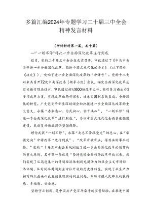多篇汇编2024年专题学习二十届三中全会精神发言材料.docx