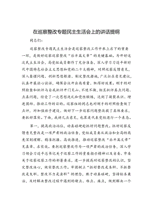 在巡察整改专题民主生活会上的讲话提纲.docx
