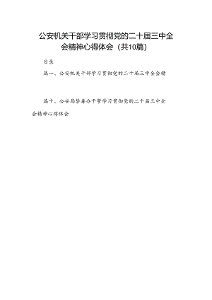 公安机关干部学习贯彻党的二十届三中全会精神心得体会10篇供参考.docx