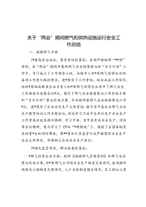 关于“两会”期间燃气和供热设施运行安全工作总结.docx