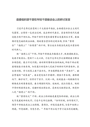 2024年县委组织部干部在年轻干部座谈会上的研讨发言.docx