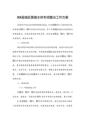 XX县城区黑臭水体专项整治工作方案.docx