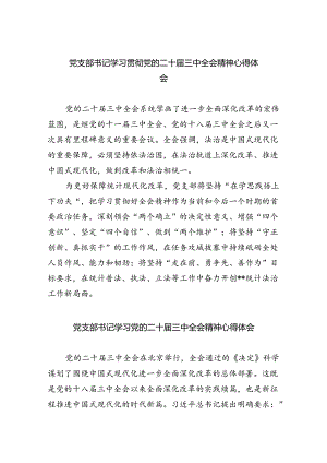 党支部书记学习贯彻党的二十届三中全会精神心得体会8篇（精选版）.docx