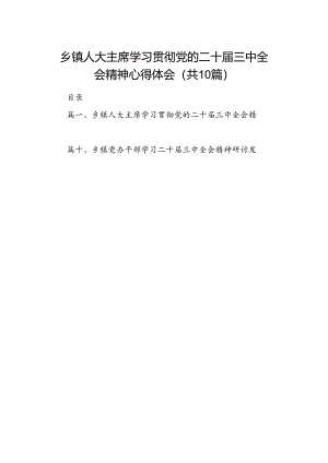 （10篇）乡镇人大主席学习贯彻党的二十届三中全会精神心得体会（最新版）.docx
