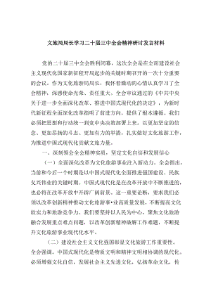 （9篇）文旅局局长学习二十届三中全会精神研讨发言材料范文.docx