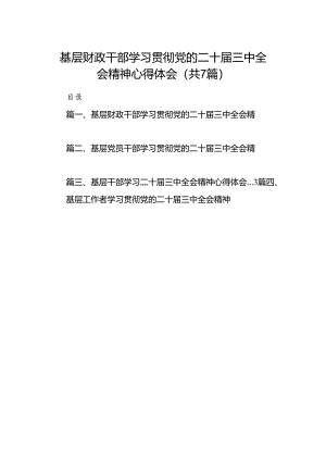 基层财政干部学习贯彻党的二十届三中全会精神心得体会7篇（详细版）.docx