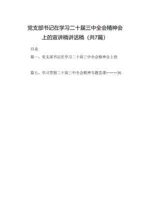党支部书记在学习二十届三中全会精神会上的宣讲稿讲话稿7篇（详细版）.docx
