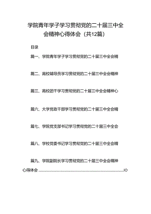 学院青年学子学习贯彻党的二十届三中全会精神心得体会12篇（详细版）.docx