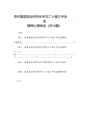（10篇）农村基层派出所所长学习二十届三中全会精神心得体会范文.docx