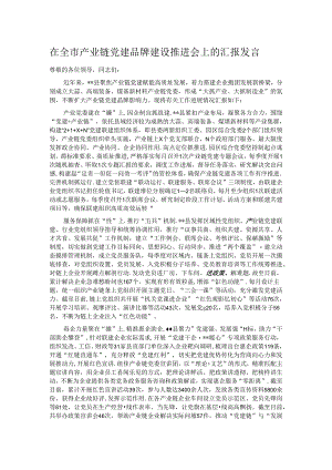 在全市产业链党建品牌建设推进会上的汇报发言.docx