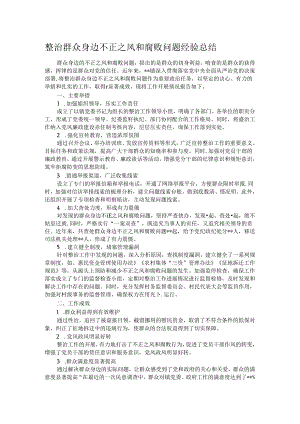 整治群众身边不正之风和腐败问题经验总结.docx