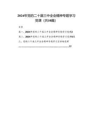 （10篇）2024年党的二十届三中全会精神专题学习党课专题资料.docx