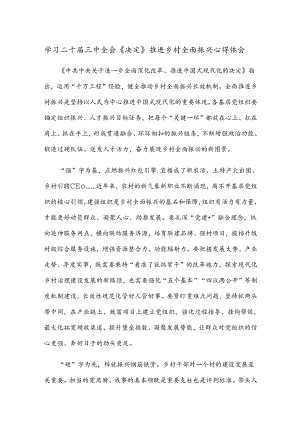 学习二十届三中全会《决定》推进乡村全面振兴心得体会.docx