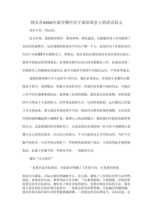 校长在XXXX年新学期中层干部培训会上的讲话范文.docx