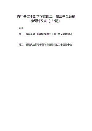 青年基层干部学习党的二十届三中全会精神研讨发言7篇（精选版）.docx