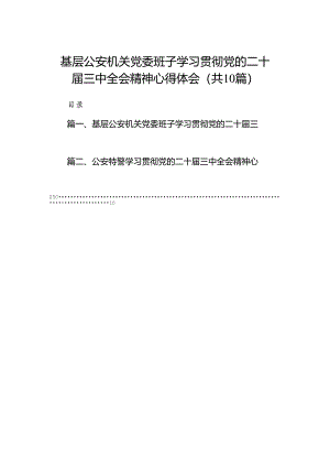 基层公安机关党委班子学习贯彻党的二十届三中全会精神心得体会10篇专题资料.docx