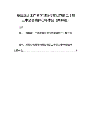 （10篇）基层统计工作者学习宣传贯彻党的二十届三中全会精神心得体会汇编.docx